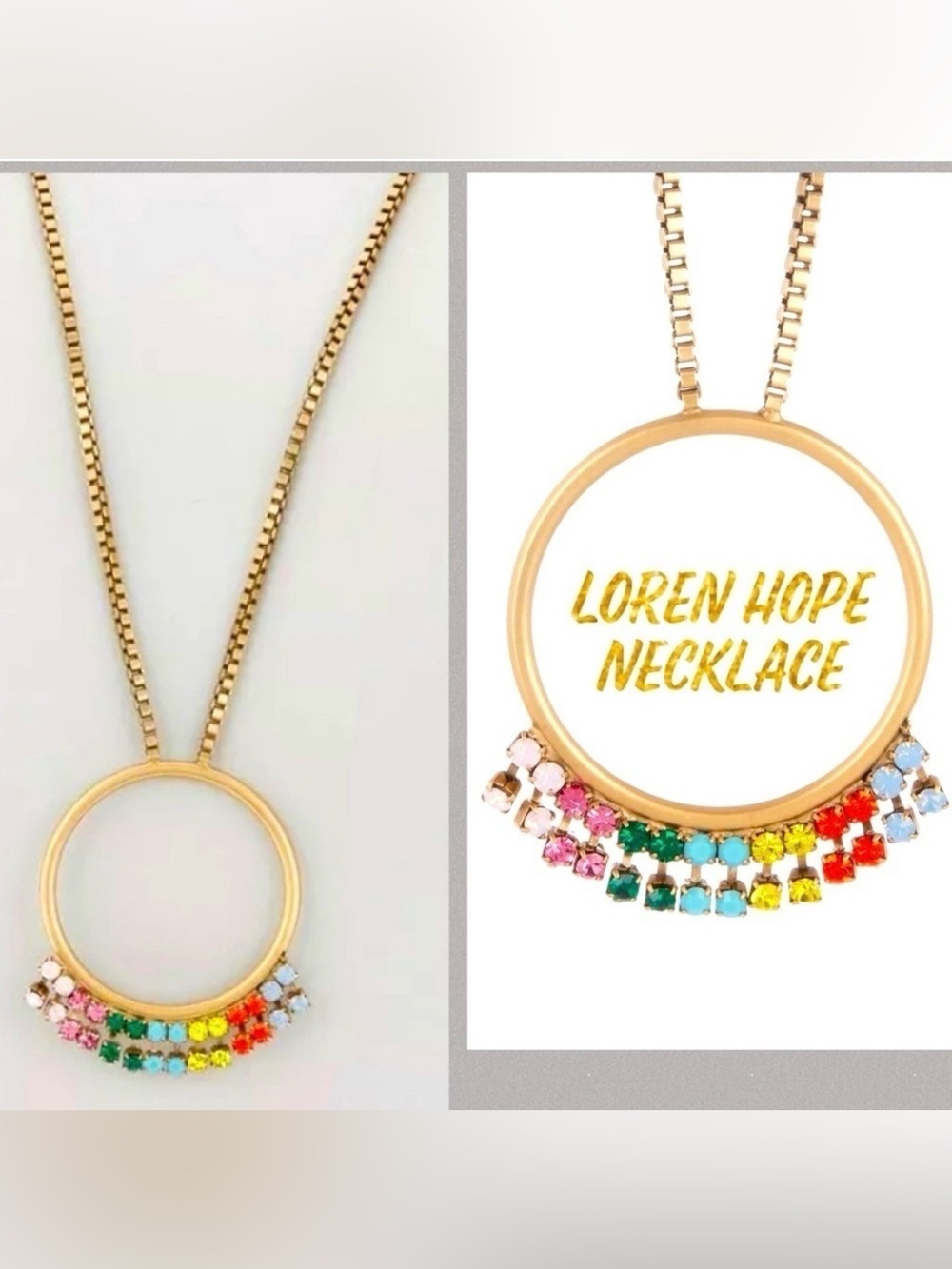 Loren Hope -Emma Pendant Lobster Clasp Colorful Crystals Necklace NWT
